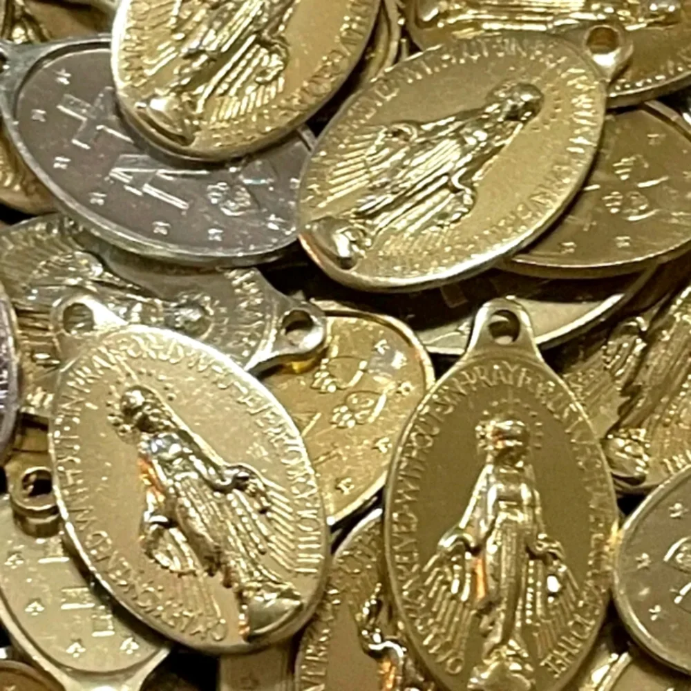 Lot of 50 Gold Tone Miraculous Mary Religious Medals from the 1940's/1950's
